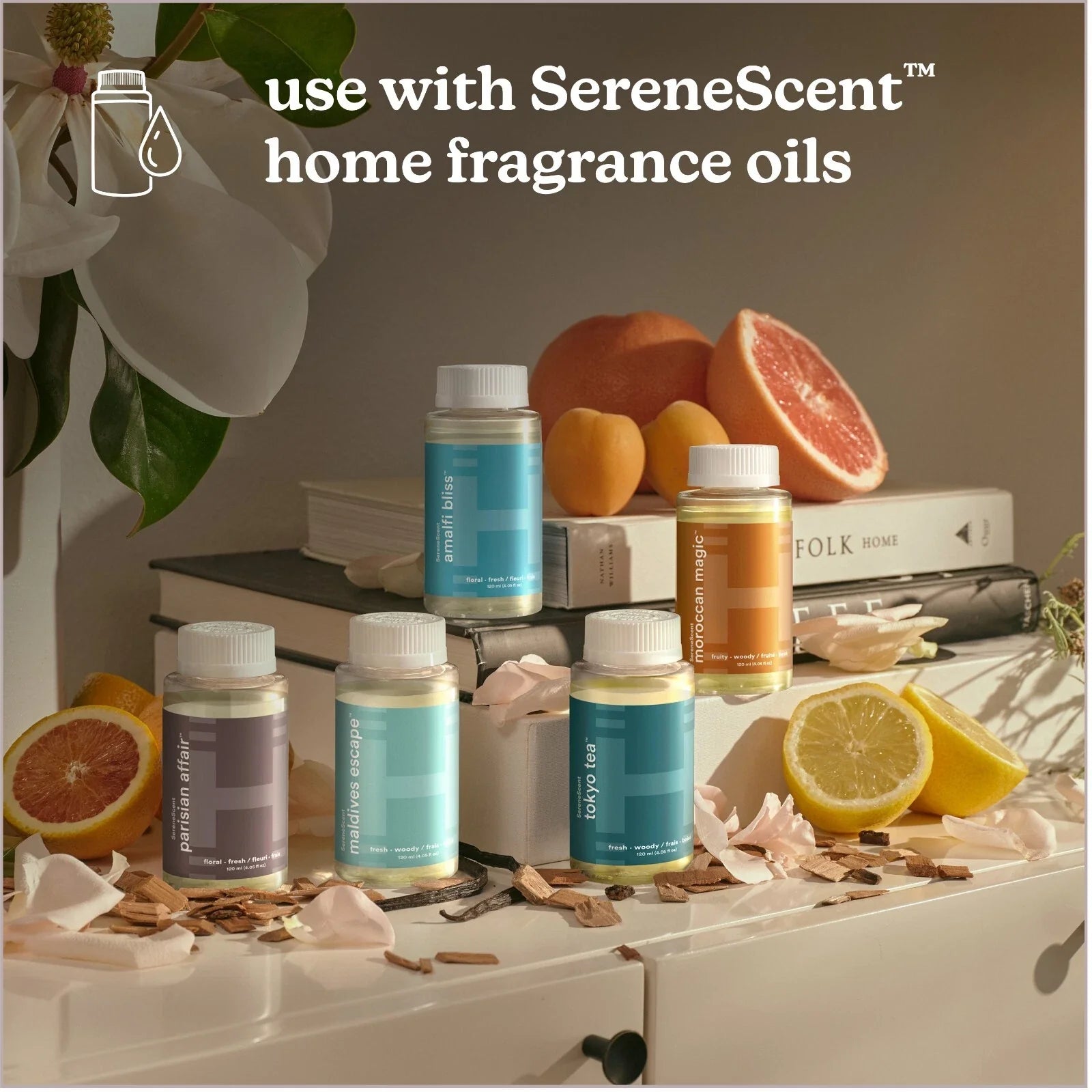 Homedics SereneScent Waterless Fragrance Diffuser ARMH‑970CA Champagne + Remote