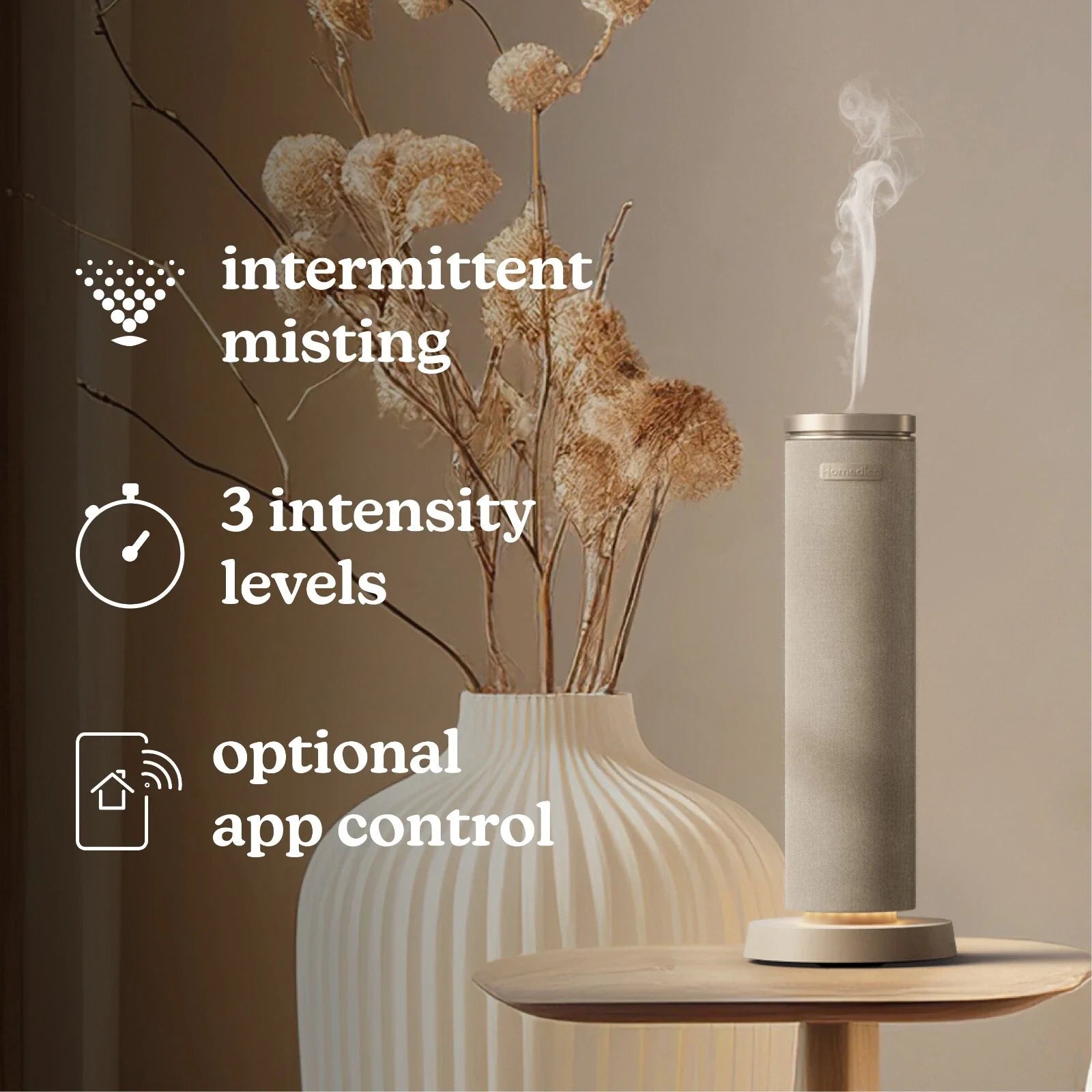 Homedics SereneScent ARMH‑972BE Fabric Diffuser Beige – New Open Box LED App