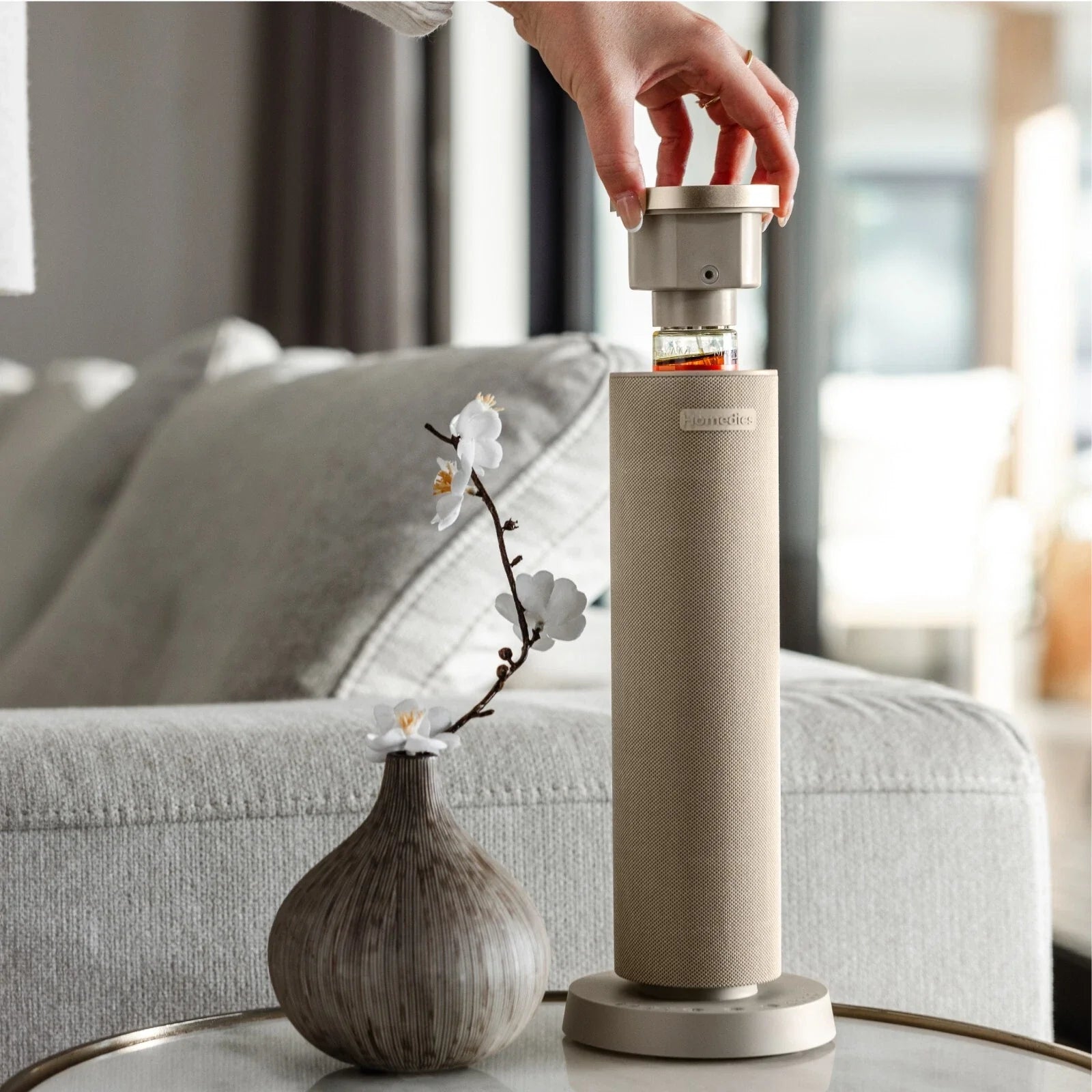 Homedics SereneScent ARMH‑972BE Fabric Diffuser Beige – New Open Box LED App